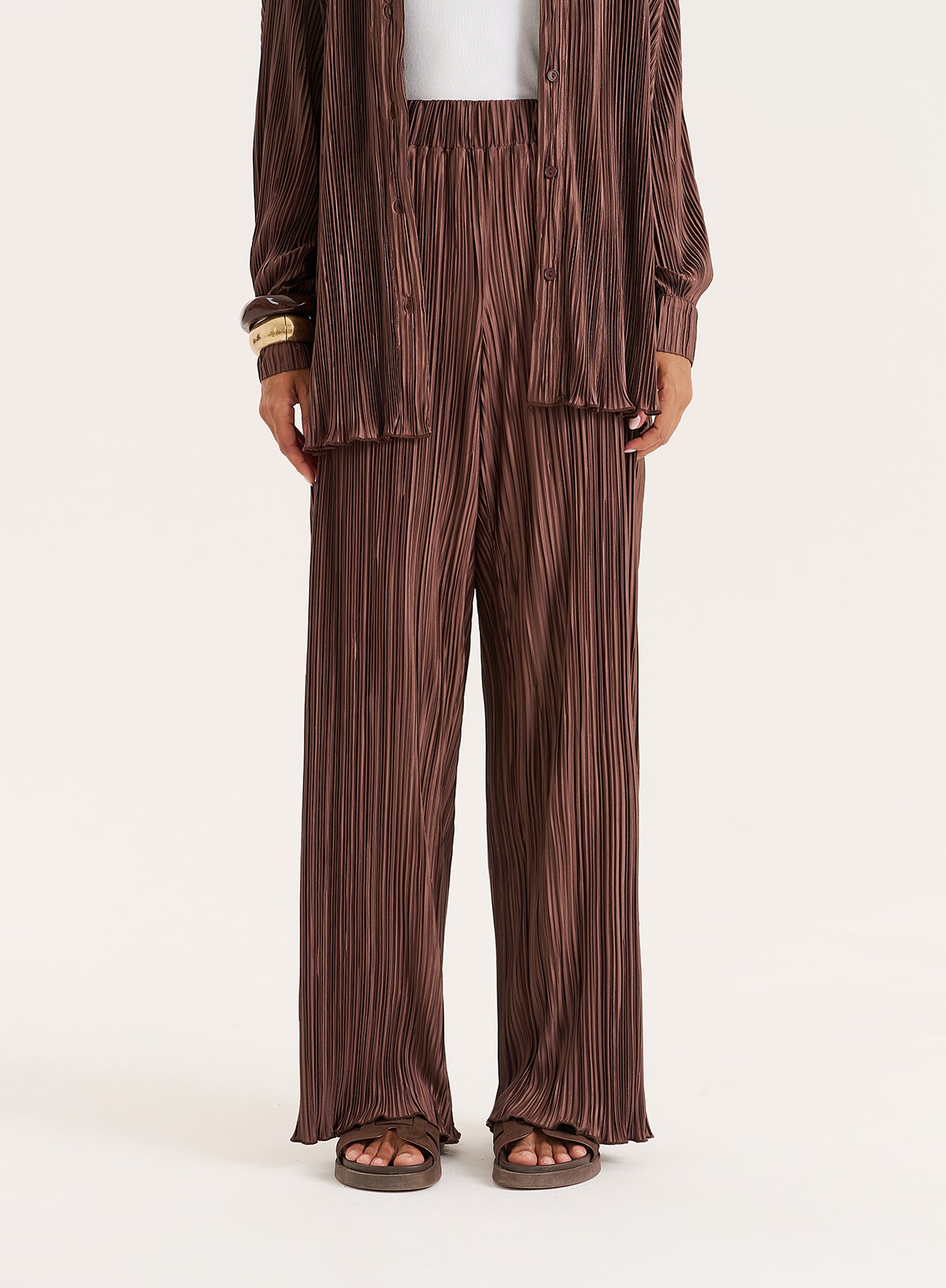 Chocolate Plisse Trouser